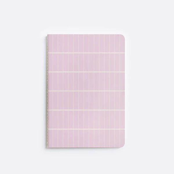 Lilac Tile A5 softcover notebook with a light purple tiled pattern and compact size for easy portability.