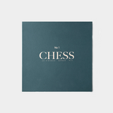 Classic Games - Chess set in elegant dark green box with white lettering, featuring wooden pieces and MDF board with acrylic top.