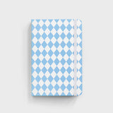 Blue Diamond Hardcover Notebook with elastic band and diamond pattern design