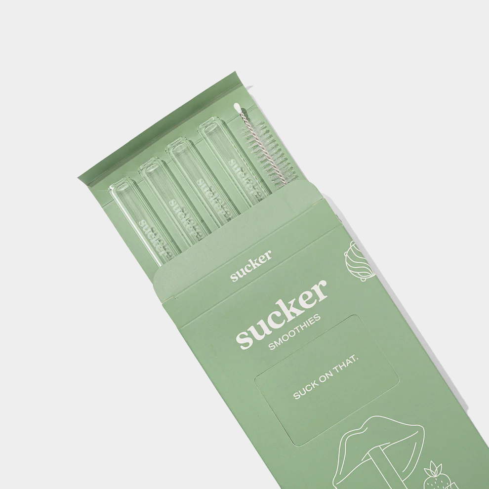 clear waved glass straws in packaging opened up