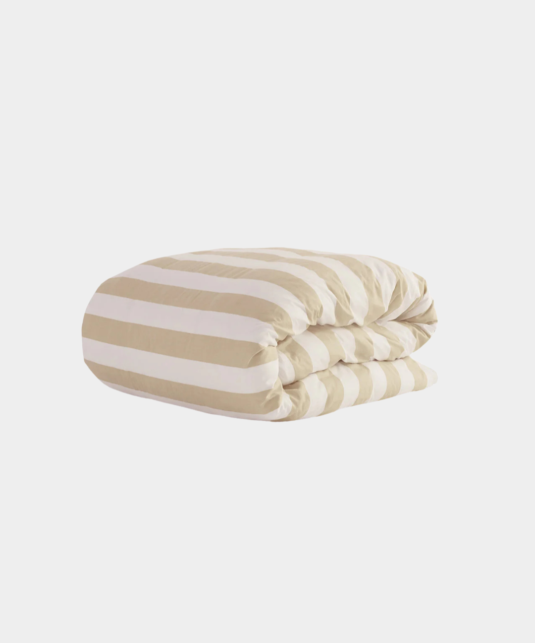 Organic cotton quilt cover and pillowcase set with biscotti stripes, soft and breathable fabric