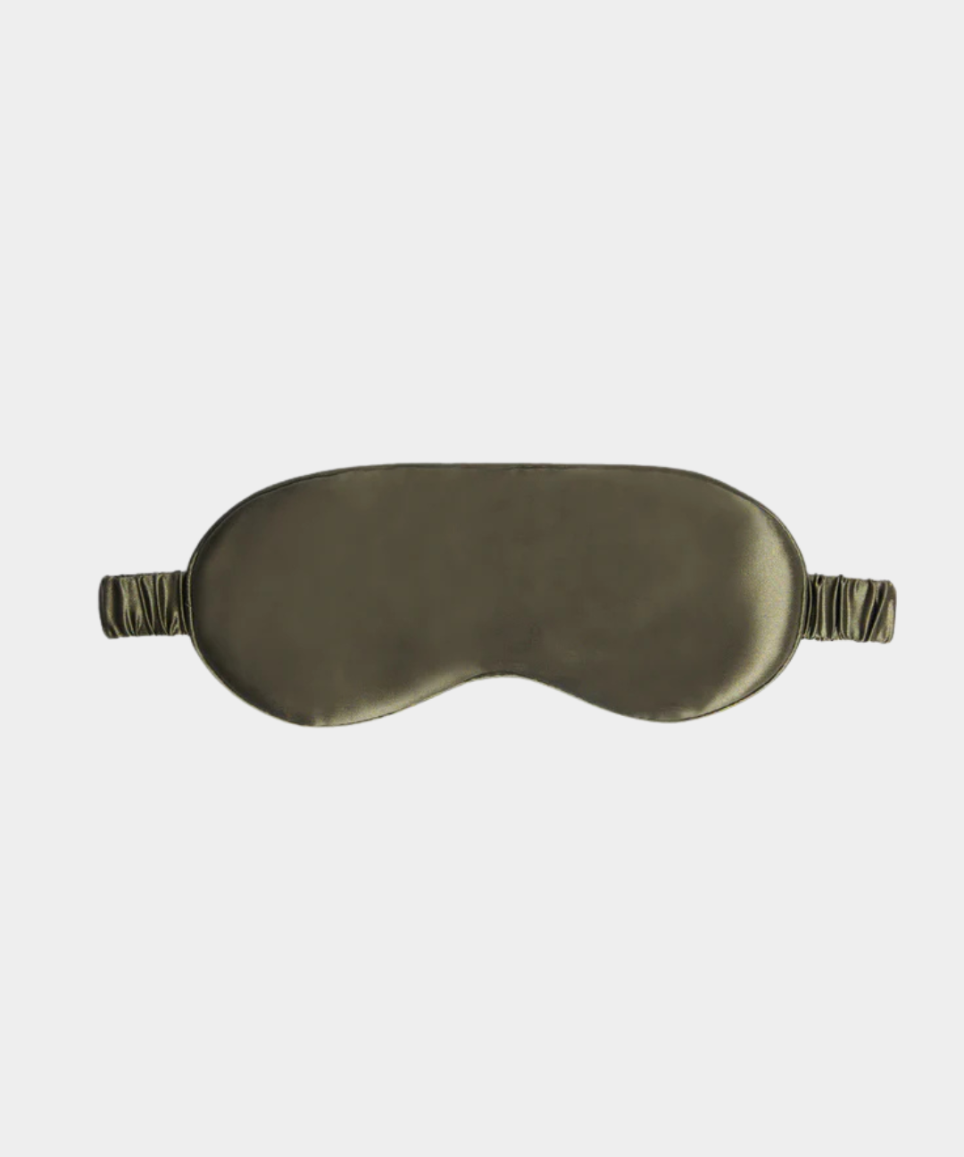 Silk Eyemask in sage green with elasticated strap and cushioned interior for comfortable blackout sleep