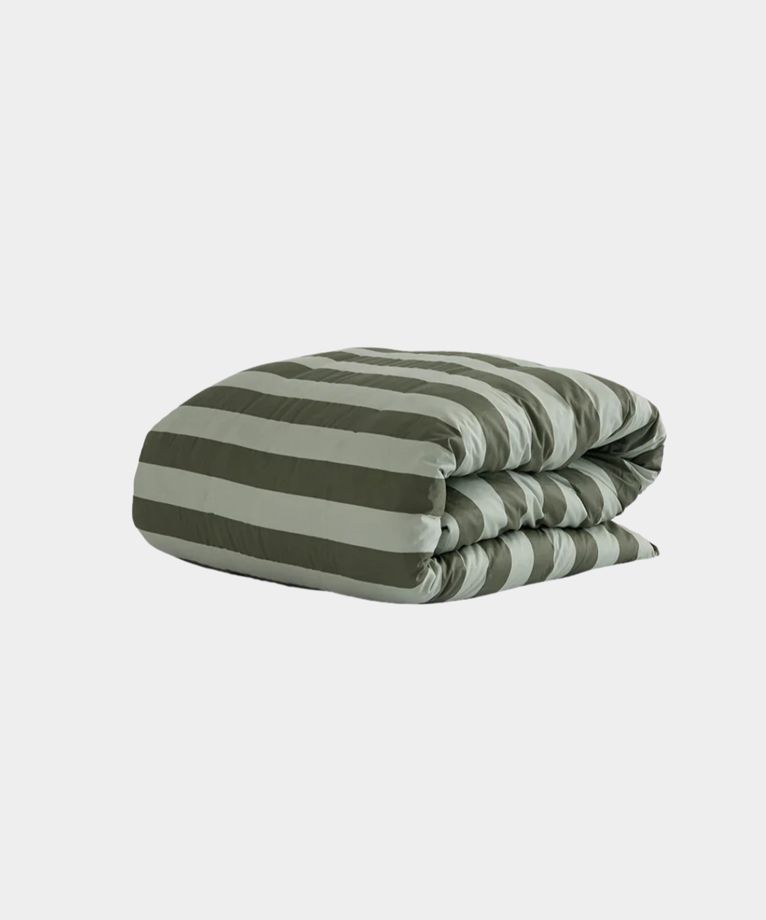 Quilt Cover & Pillowcase Set in wasabi green stripes made of 100% organic cotton with a soft sateen finish
