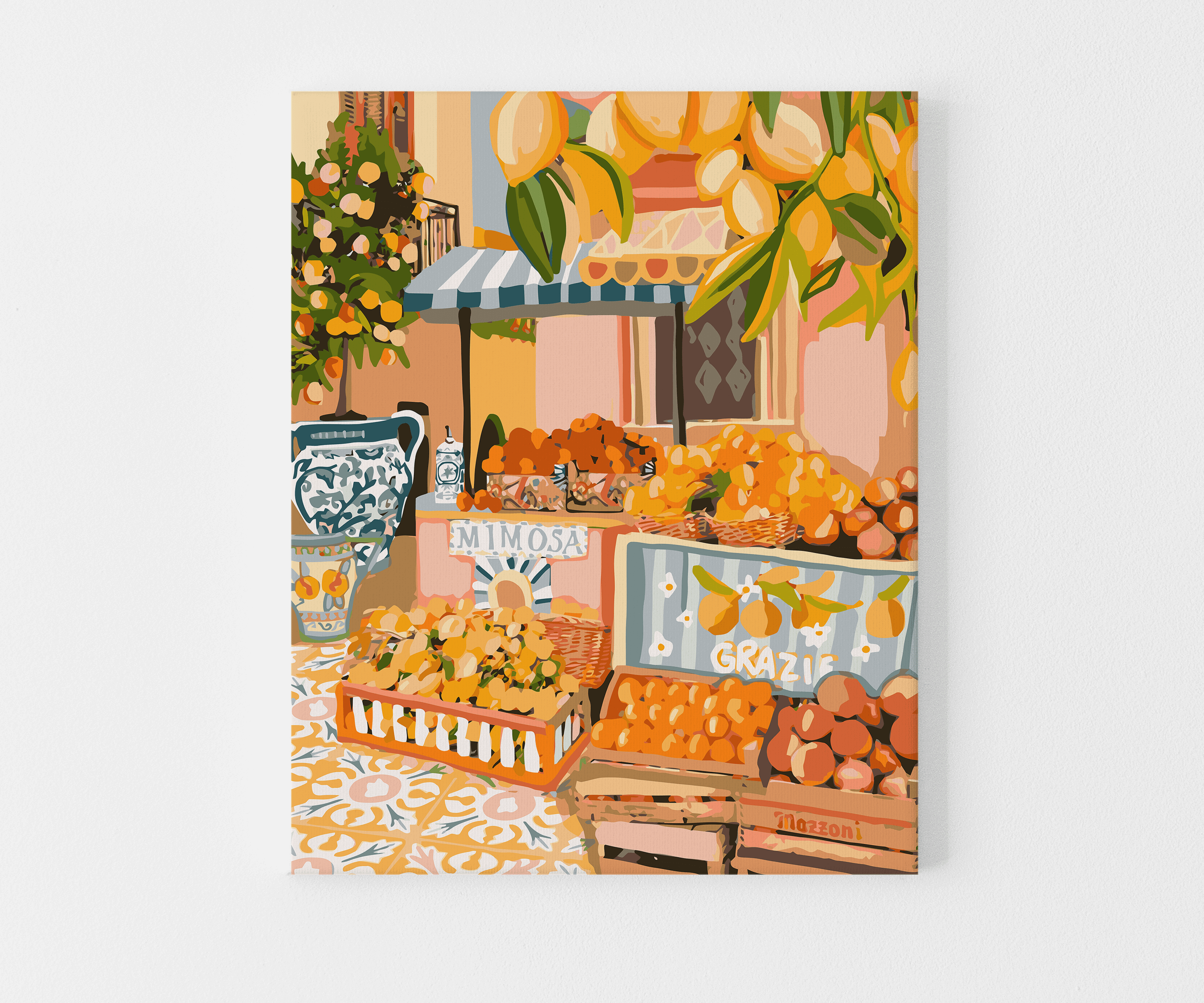 wall art of an italian market stall
