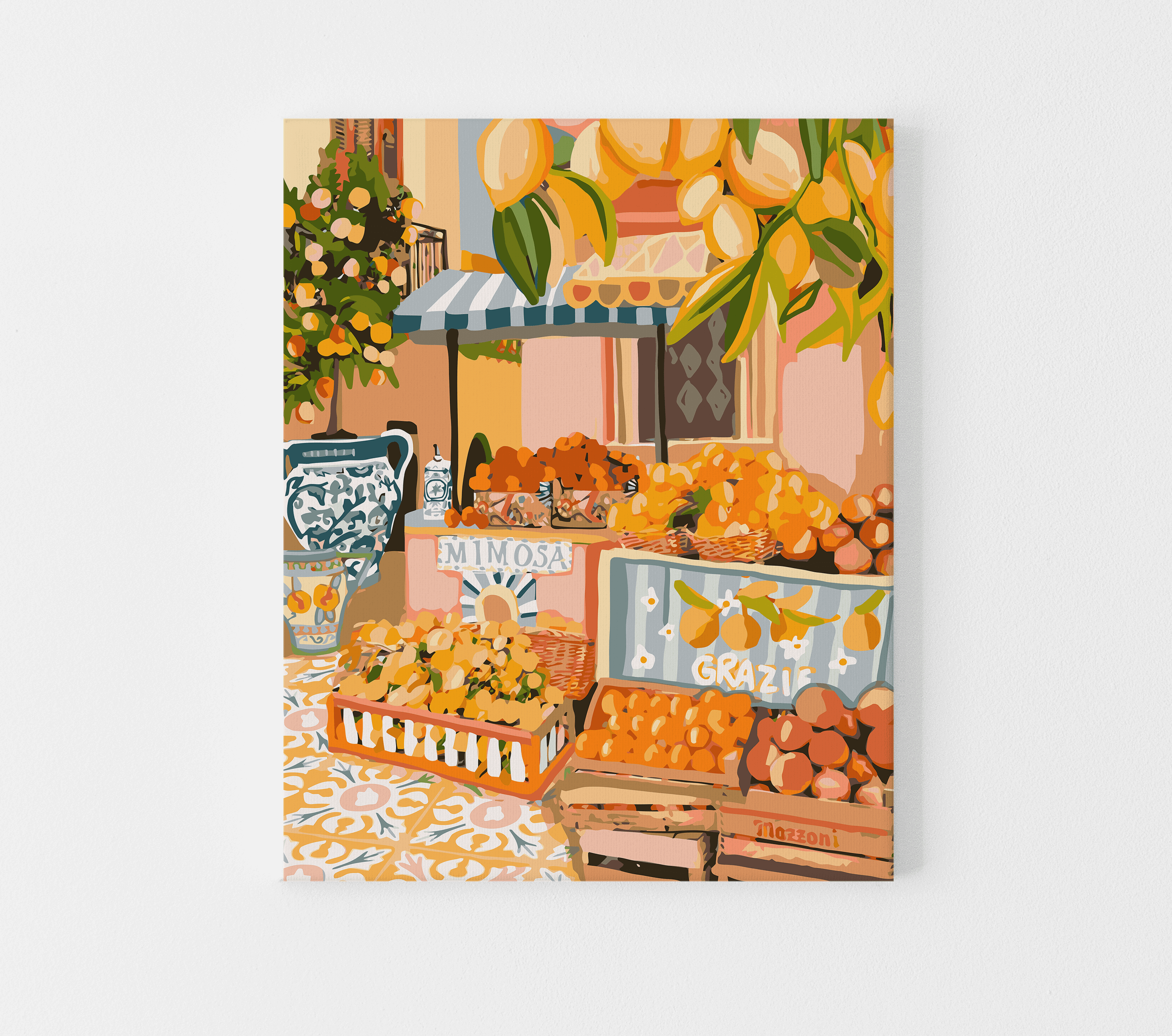 wall art of an italian market stall