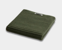 dark green bath mats sitting on white background