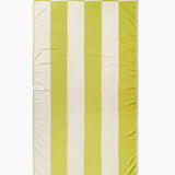 pistachio green and white beach towel laid out flat 