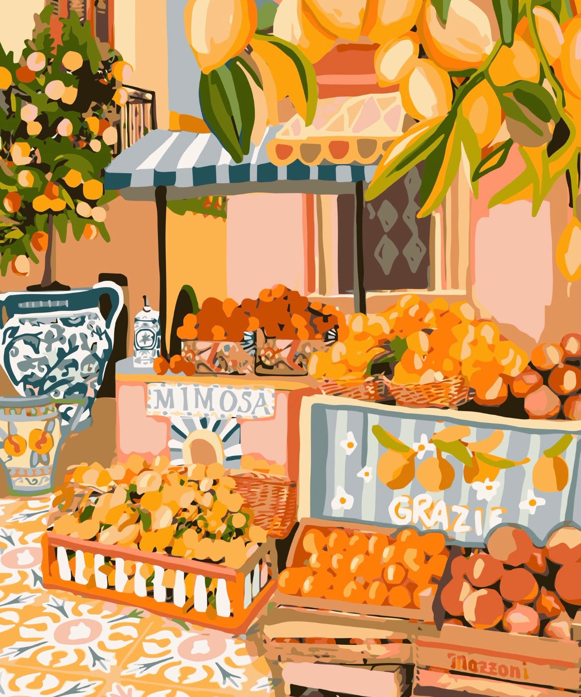 artwork of an Italian market stall 