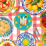 artwork of a table with a lot of food on it