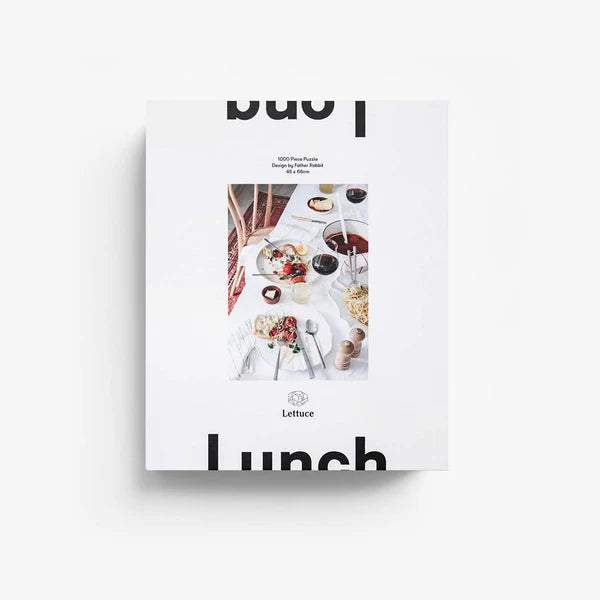 puzzle set of a lunch table sitting on white background